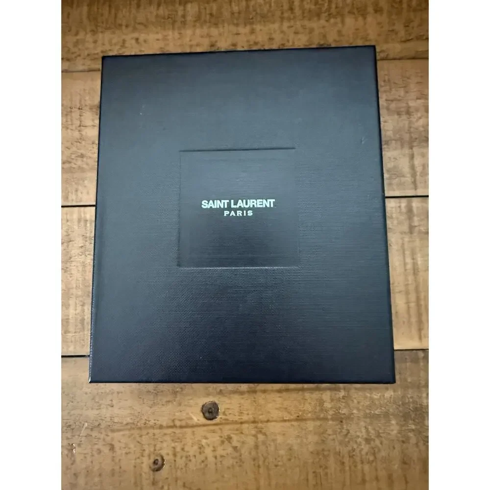 Saint Laurent Wallet Men's Black Leather Zip Around Bifold Coin Pocket W/Box